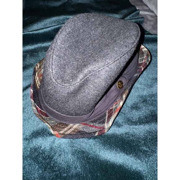 Goorin Bros Grey Fedora Hat Mens XL Embroidered Design, Gray Band, Plaid Brim - Picture 3 of 5